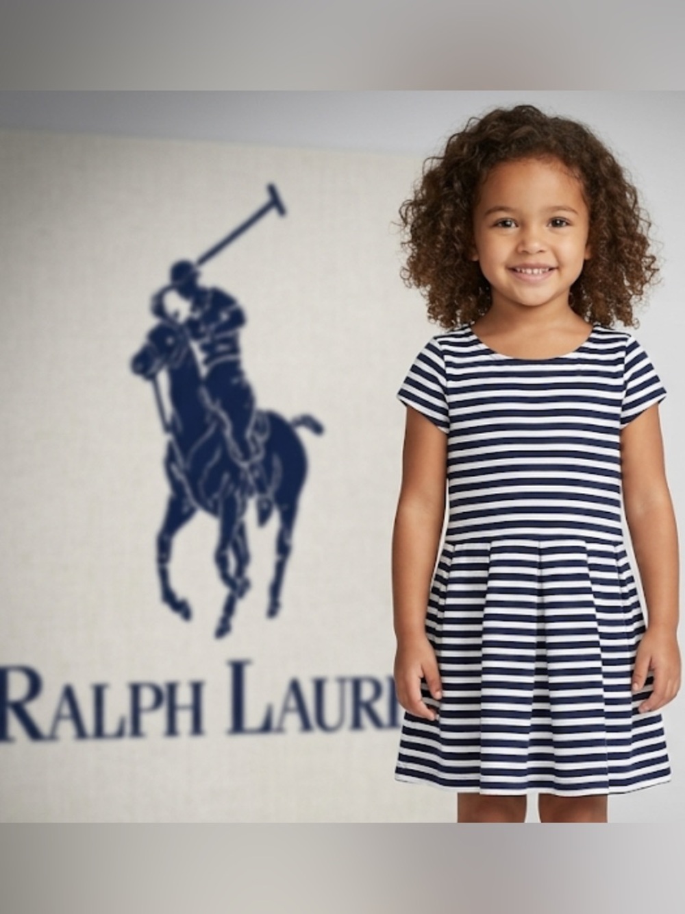 Authentic Polo by Ralph Lauren little girls designer nautical striped dress sz 4